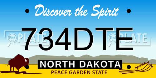 734DTE North Dakota License Plate