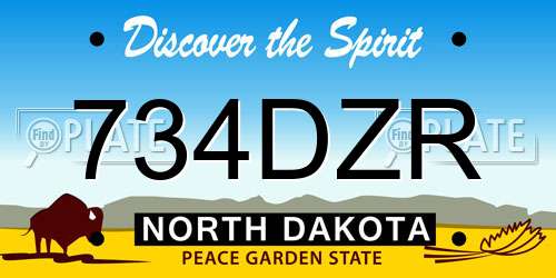 734DZR North Dakota License Plate