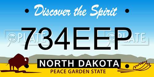734EEP North Dakota License Plate