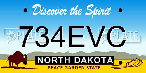 734EVC North Dakota License Plate