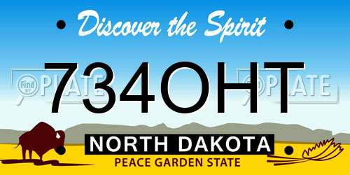 734OHT North Dakota License Plate