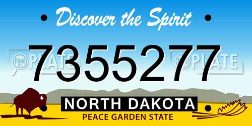 7355277 North Dakota License Plate