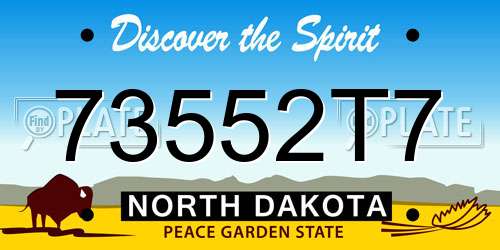 73552T7 North Dakota License Plate