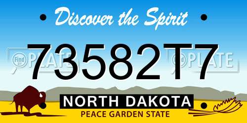73582T7 North Dakota License Plate