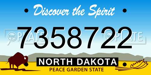 7358722 North Dakota License Plate