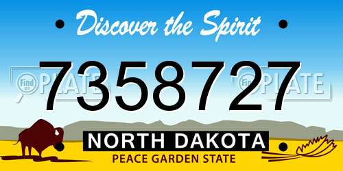 7358727 North Dakota License Plate
