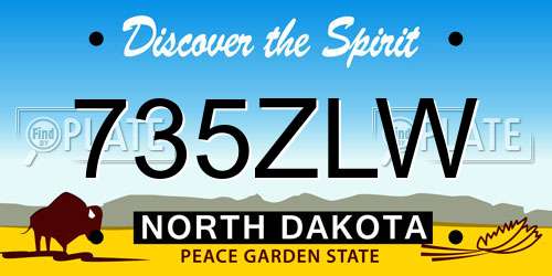 735ZLW North Dakota License Plate