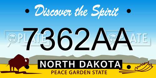 7362AA North Dakota License Plate