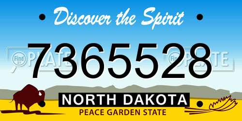 7365528 North Dakota License Plate