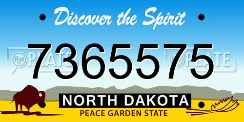 7365575 North Dakota License Plate