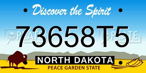73658T5 North Dakota License Plate