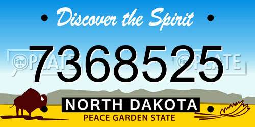 7368525 North Dakota License Plate