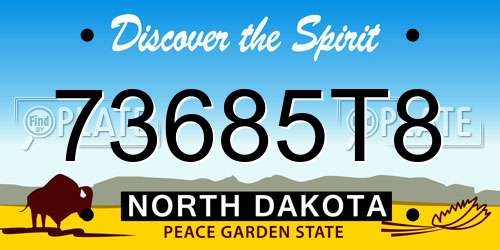 73685T8 North Dakota License Plate