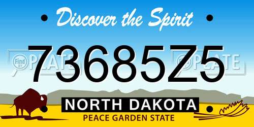 73685Z5 North Dakota License Plate