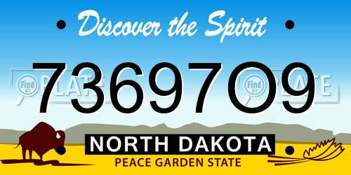 73697O9 North Dakota License Plate