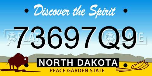 73697Q9 North Dakota License Plate