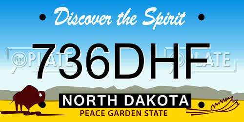 736DHF North Dakota License Plate