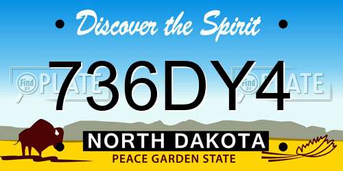 736DY4 North Dakota License Plate