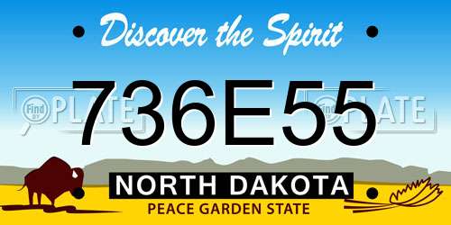 736E55 North Dakota License Plate