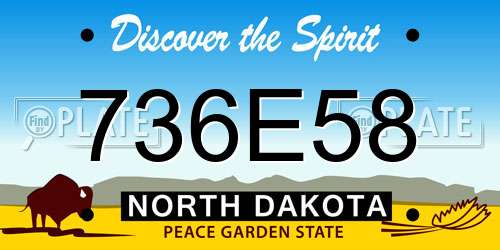 736E58 North Dakota License Plate