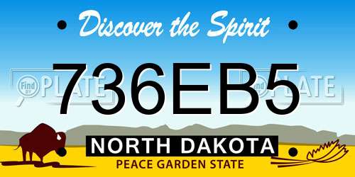 736EB5 North Dakota License Plate