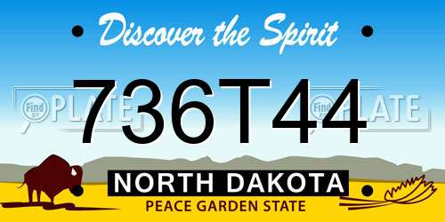 736T44 North Dakota License Plate