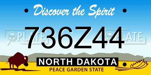 736Z44 North Dakota License Plate