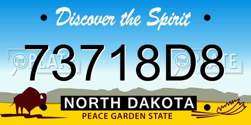 73718D8 North Dakota License Plate