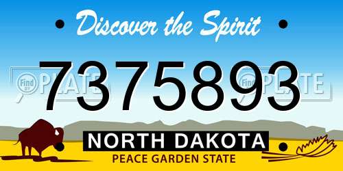 7375893 North Dakota License Plate