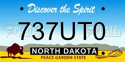 737UT0 North Dakota License Plate