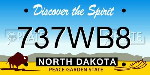 737WB8 North Dakota License Plate