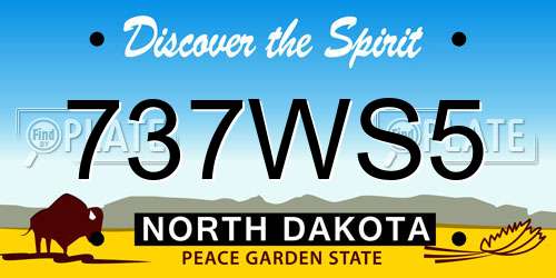 737WS5 North Dakota License Plate