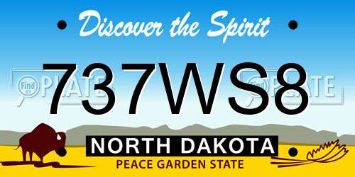 737WS8 North Dakota License Plate