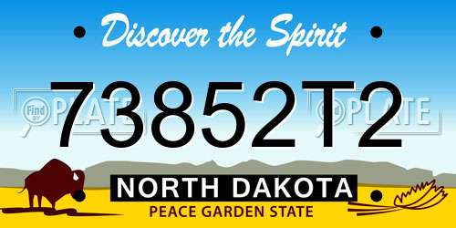73852T2 North Dakota License Plate