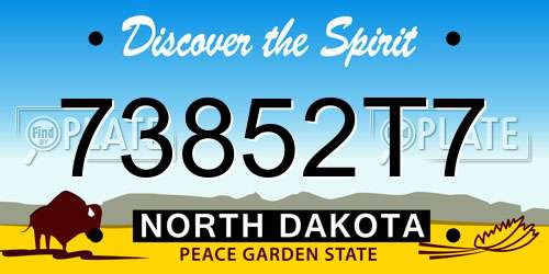 73852T7 North Dakota License Plate