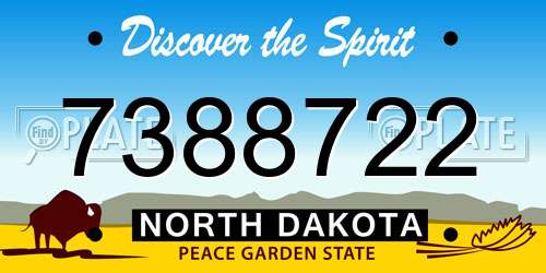 7388722 North Dakota License Plate