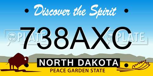 738AXC North Dakota License Plate