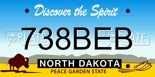 738BEB North Dakota License Plate