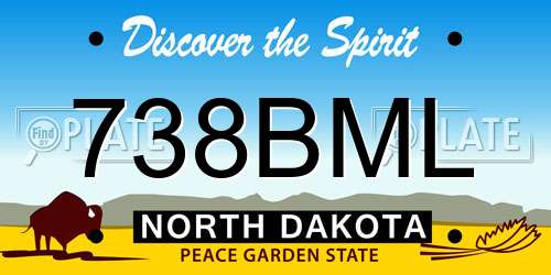 738BML North Dakota License Plate