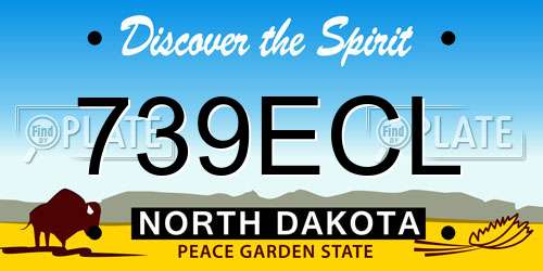 739ECL North Dakota License Plate
