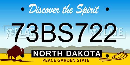 73BS722 North Dakota License Plate