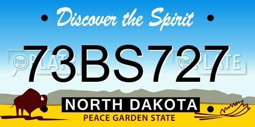 73BS727 North Dakota License Plate