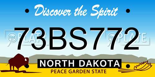 73BS772 North Dakota License Plate
