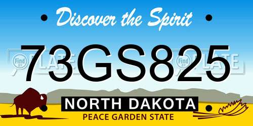 73GS825 North Dakota License Plate