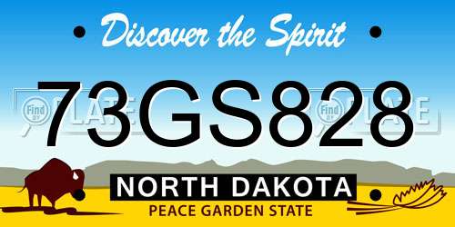73GS828 North Dakota License Plate