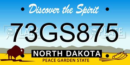 73GS875 North Dakota License Plate