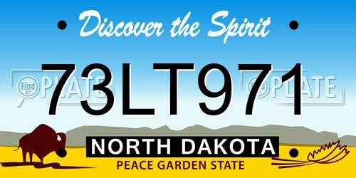 73LT971 North Dakota License Plate