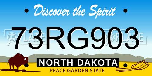 73RG903 North Dakota License Plate