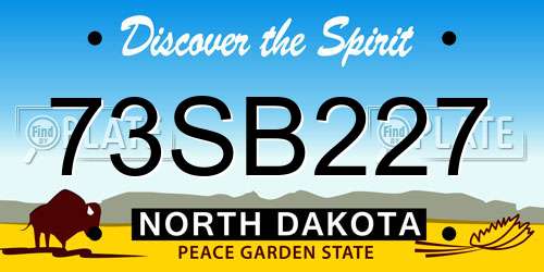 73SB227 North Dakota License Plate