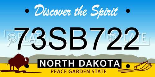 73SB722 North Dakota License Plate